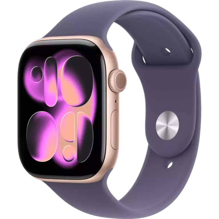 Apple Watch S11 46mm Rose Gold Aluminum Case with Purple Fog Sport Band