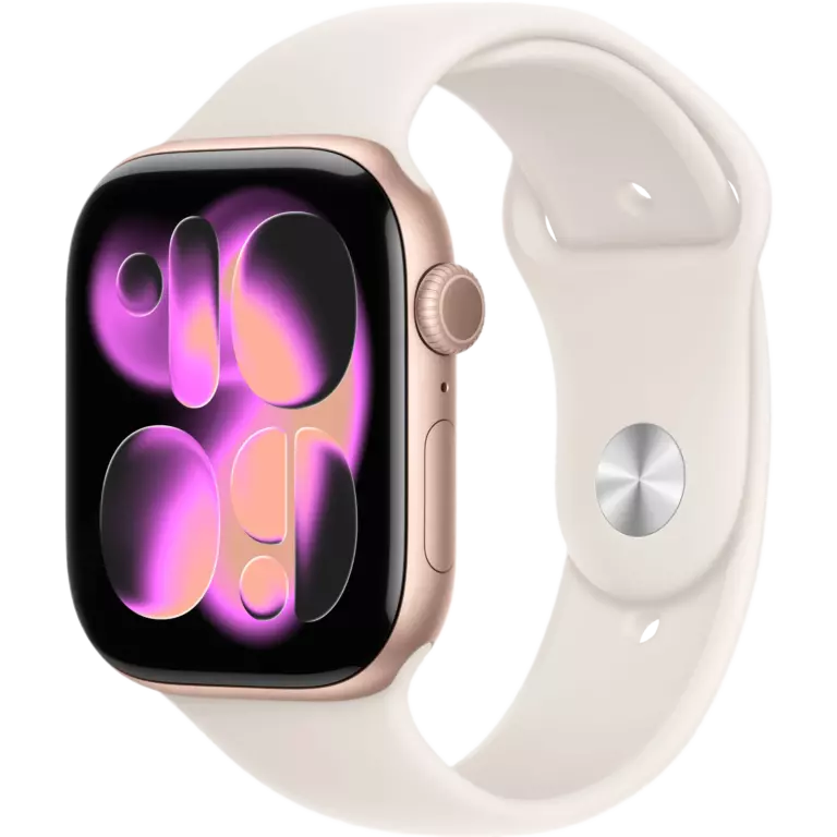 Apple Watch S11 46mm Rose Gold Aluminum Case with Starlight Sport Band